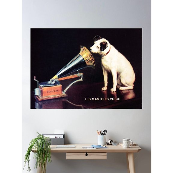 Rca Victor His Masters Voice By Francis Barraud Vintage Advertisement Poster Wall Art Modern Wall Decor For Living Room Bedroom
