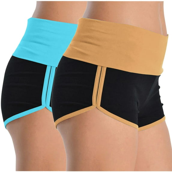 Rciityk 2 Pack Women's Running Shorts Workout Yoga Gym Shorts Summer Casual Athletic Gym Shorts Dolphin Workout Shorts