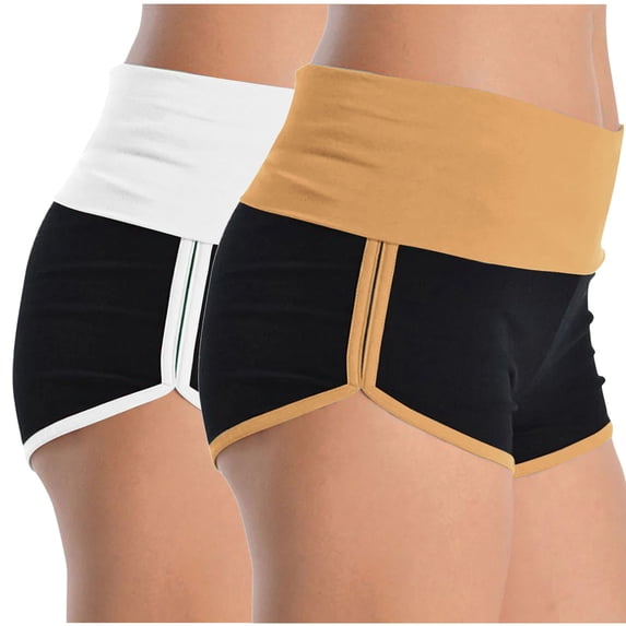 Rciityk 2 Pack Women's Sport Yoga Shorts Dolphin Workout Shorts Summer Casual Athletic Gym Shorts High Elastic Waist Loungewear Shorts