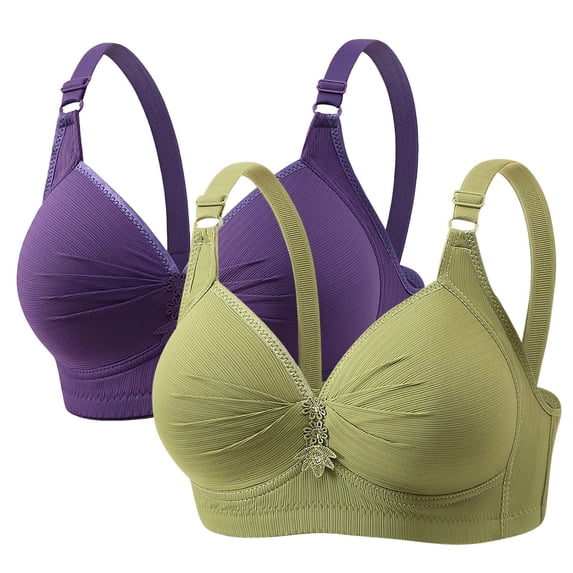 Rciityk 2PC Bras for Women - Push-Up Wireless Bras - Full Coverages Comfortable, Convertible Straps Seamless Supportive Bras