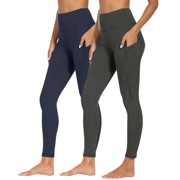 Rciityk 2PC Plus Size Leggings with Pockets for Women High Waisted Tummys Control Workout Yoga Pants Athletic Running Cycling Tights