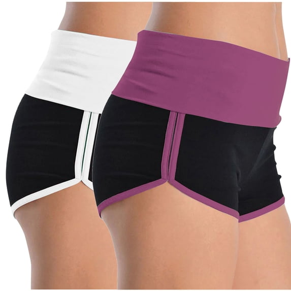 Rciityk 2pc Plus Size Sport Yoga Shorts for Women Summer Casual Running Athletic Workout Shorts High Elastic Waisted Gym Loungewear Shorts