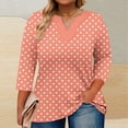 thumbnail image 1 of Rciityk 3/4 Sleeve Tops for Women Casual V Neck Polka Dots Printed Basic T-Shirts Summer Tops Fashion Plus Size Loose Fits Blouses, 1 of 5