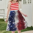 thumbnail image 1 of Rciityk 4th of July Toddler Girls Straps Sleeveless Summer Dress Fashion American Flag Star Print A-Line Casual Sundress for 3-14 Years, 1 of 1