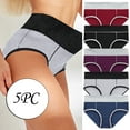 thumbnail image 1 of Rciityk 5PCS Underwear for Women Solid Cotton Patchwork Mid-Waisted Panties Soft Breathable Full Coverages Briefs, 1 of 8