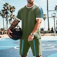 thumbnail image 1 of Rciityk Army Green Men's Short Sleeve Tracksuit Summer Crew Neck T Shirt and Shorts set Two Piece Casual Loose Daily Solid color 2 Piece Outfits, 1 of 6