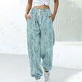 thumbnail image 1 of Rciityk Baggy Sweatpants for Women with Pockets Winter Fashion Elastic Waisted Workout Jogger Sweatpants Casual Flower Printed Athletic Bound Ankle Trousers, 1 of 1
