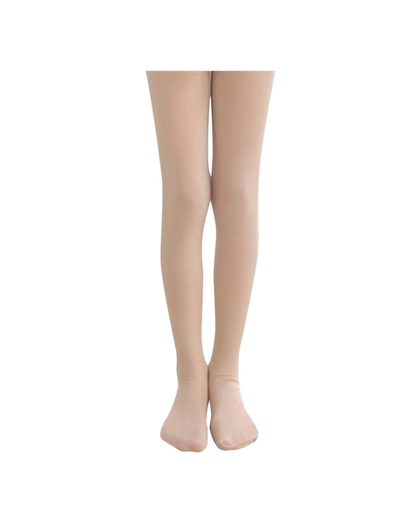 Beige Women's 80 Denier Semi Opaque Tights High Waist Soft Solid Color Footed Pantyhose