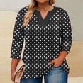 thumbnail image 1 of Rciityk Black Plus Size 3/4 Sleeve Tops for Women Fall Fashion V Neck Pullover Tunic Tops Casual Polka Dots Print Basic Shirts Loose Fits Blouses, 1 of 5