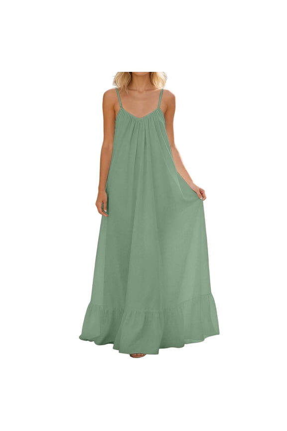 Black Women's Cotton Linen Dress Casual Loose Sundress Long Dress Short Sleeve Maxi Dresses Summer Plus Size Beach Dress