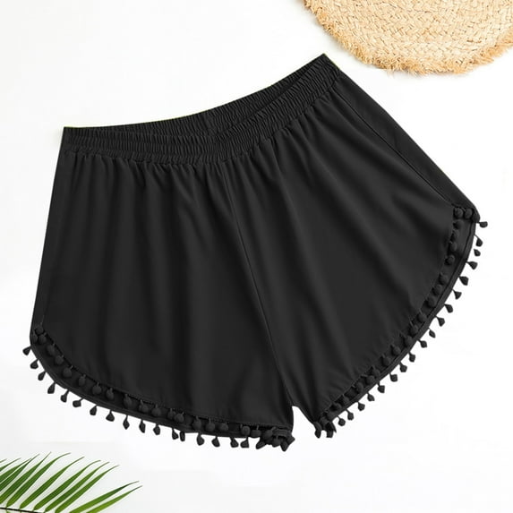 Rciityk Black Women's Swim Shorts Under Dress Shorts Casual Beach Quick Dry Swimming Board Shorts Summer Elastic Waist Swim Trunks