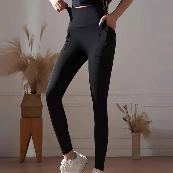 Rciityk Black Womens Yoga Leggings with Pocket High Waisted Workout Yoga Pants for Women Tummys Control Gym Running Black Leggings - Spring/Summer Savings Clearance