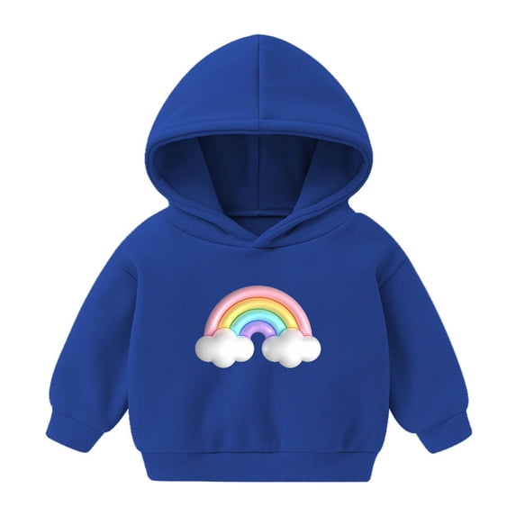 Rciityk Blue Girls' Boys' Fashion Hoodies & Sweatshirts Winter Fleece Rainbows Printed Long Sleeve Pullover Tops Fashion Casual Loose Lightweight Sweaters
