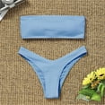 thumbnail image 1 of Rciityk Blue Women Bandeau High Waisted Bikini Sets Smocked Swimsuit Strapless Two Piece Bathing Suit, 1 of 5