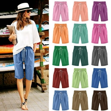 CheerKidz Women's Floral Pleated A-Line Shorts High Waist Solid Color ...