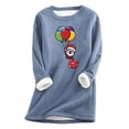 thumbnail image 1 of Rciityk Blue Women's Fleece Lined Crewneck Pullover Sweatshirt Winter Warm Loose Christmas Santa Printed Loungewear Tunic Tops Womens Gifts for Christmas - Fall/Winter Savings Clearance, 1 of 2