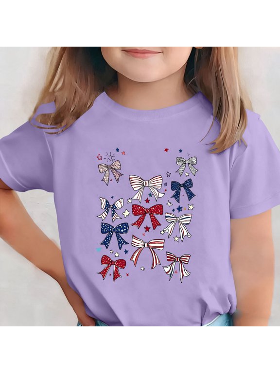 Boys Girls 4th of July T-Shirt Kids Independence Day Printed Crew Neck Short Sleeve Tee Shirts 3-15 Years