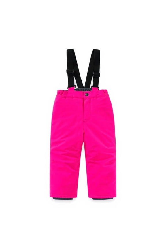 Boys Snow Pants Kids Snow Ski Bib Pants Toddler Winter Waterproof Windproof Snowboard Overalls for 7-8 Years, Hot Pink
