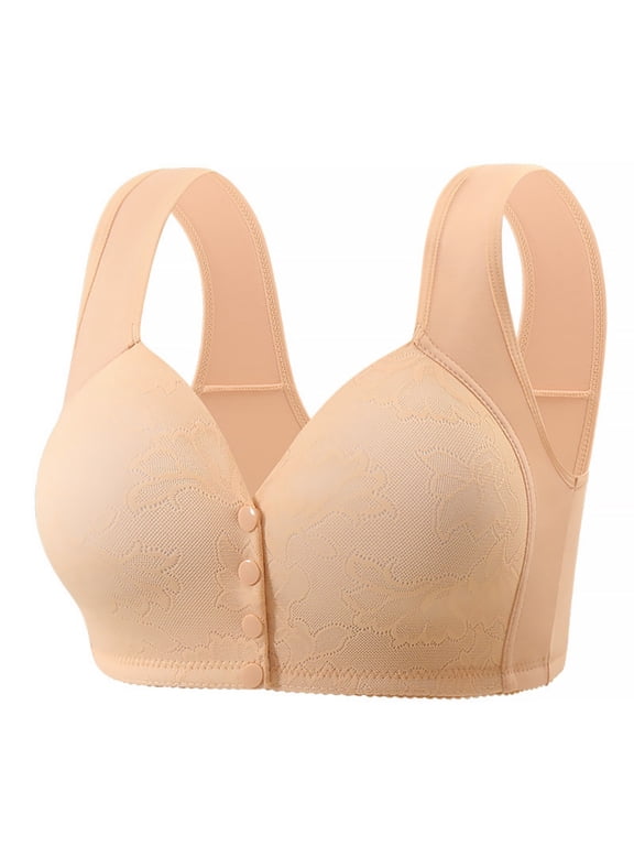 Bras for Older Women Daily Front Closure Bras Casual Printed Full Coverages Sleep Bras Comfortable Everyday Bra Gifts for Mom
