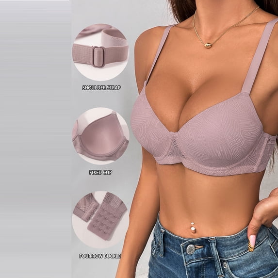 Rciityk Bras for Women - Backless Seamless Push-Up Bras - Comfortable Wireless T-Shirt Bras - Solid Color Underwear Everyday Bras