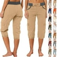thumbnail image 1 of Rciityk Capris Pants for Women Plus Size Summer Cargo Long Shorts Solid Color High Waist Hiking Shorts with Pockets, 1 of 6