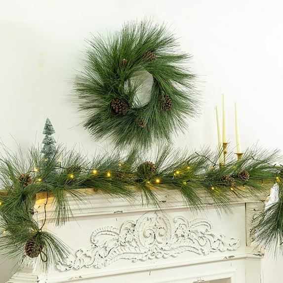 Rciityk Christmas Garland 5.9Ft Artificial Faux Garlands Christmas Norfolk Garland Ornament for Christmas Table Fireplace Wall Stairs Home Decoration