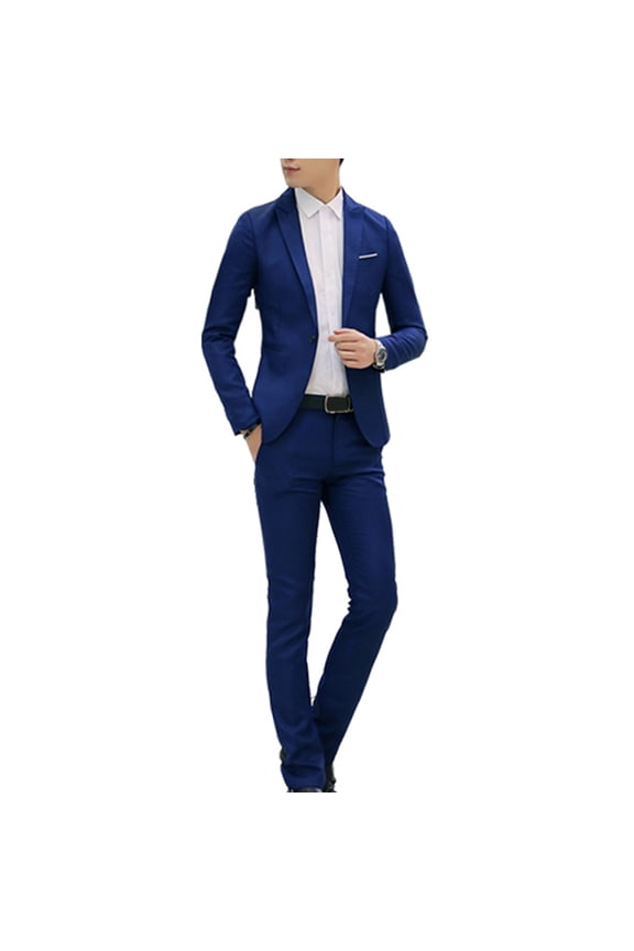 Dark Blue 3 Piece Suit Men nSolid Tuxedo Suit Set One Button Slim Breasted Party Blazer with Shirts and Pants Elegant Business Set Wedding Partys Dress