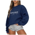 thumbnail image 1 of Rciityk Dark Blue Women's Casual Loose Sweatshirts Crew Neck Long Sleeves Pullover Top Fall Letter Printed Comfy Blouse - Fall Savings Clearance, 1 of 5