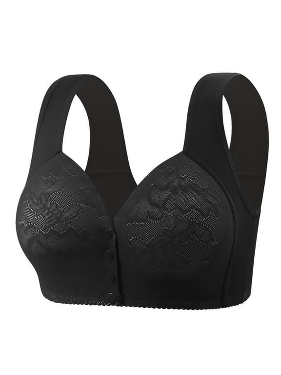 Front Closure Bras for Seniors Plus Size Daisy Bras Comfortable Full Coverages Wide Back No Underwire Sports Sleep Bras