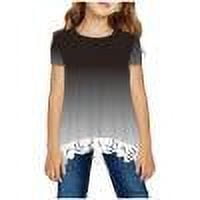 Rciityk Girls Casual Tops Girls Shirts Casual Loose Short Sleeve Crew Neck Tee Summer Girl Lace T-Shirt for 13-14 Years
