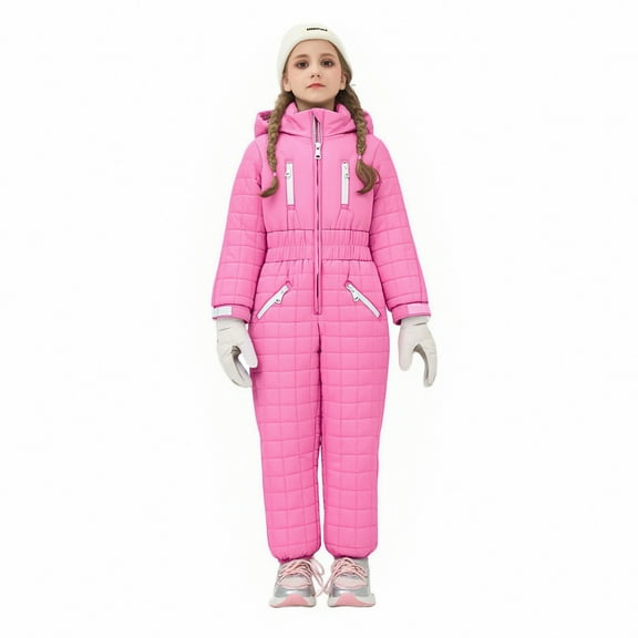 Rciityk Girls Snowsuit Kids One Pieces Snowsuits Waterproof Windproof Jumpsuits Winter Outdoor Overalls Ski Suits for 15-16 Years