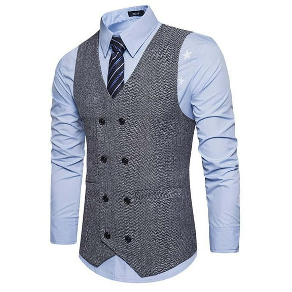Rciityk Gray Men's Suit Vests Business Suit Vestss for Men Formal Slim Solid Fashion Retro Wedding Waistcoat for V-Neck Tuxedo Vests
