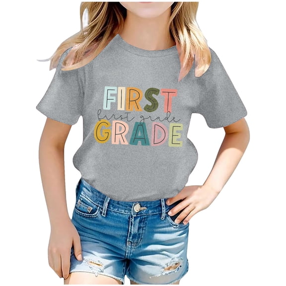 Rciityk Gray Toddler Boys Girls Short Sleeve T-Shirt Summer Casual Crewneck Tees Tops Fashion Letter Prints Graphic Summer Clothes for 3 Years