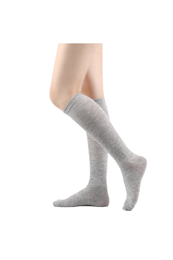 Gray Winter Warm Knee High Socks for Women Solid Color Compression Leg Socks Comfort Yoga Sports Long Calf Socks