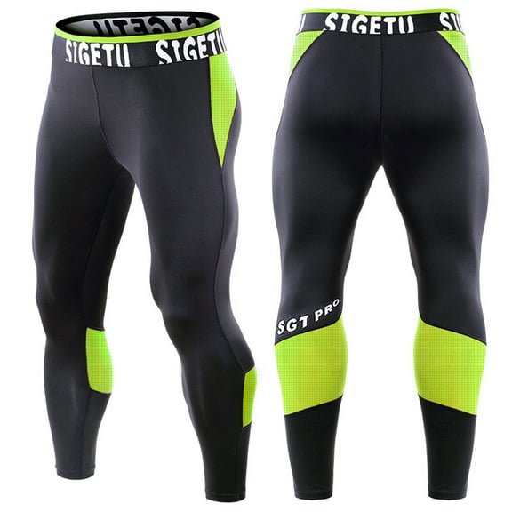 Rciityk Green Men's Compression Pants Yoga Leggings Gym Jogger Pants Cool Dry Sports Pants Workout Running Tights Pants