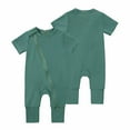 thumbnail image 1 of Rciityk Green Toddler Boys Girls Romper Newborn Short Sleeve Zip Up Bodysuit Infant Summer Baby Zipper Solid Jumpsuit for 18-24 Months, 1 of 8