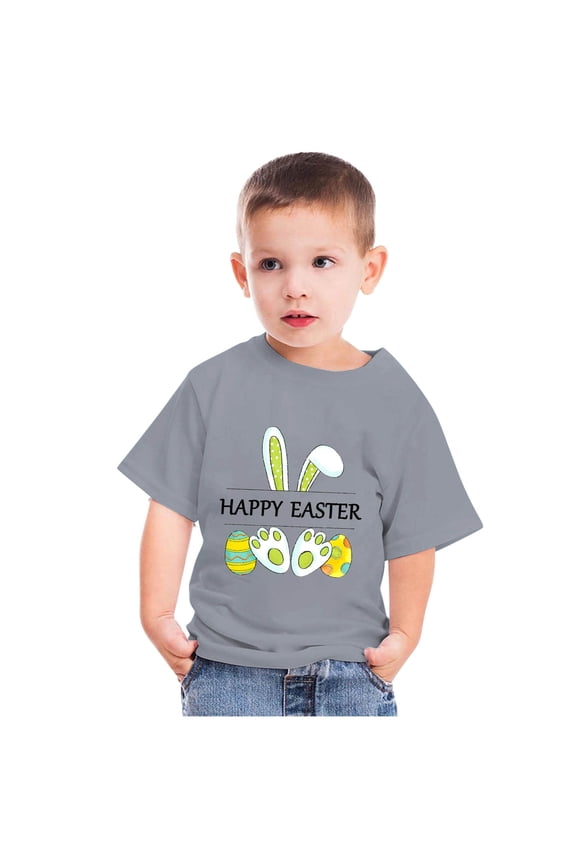 Happy Easter Shirts for Kids Toddler Boys Girls Cute Bunny Ear Eggs Print Short Sleeve Tshirt Summer Crew Neck T-Shirt for Girls, 9 Year