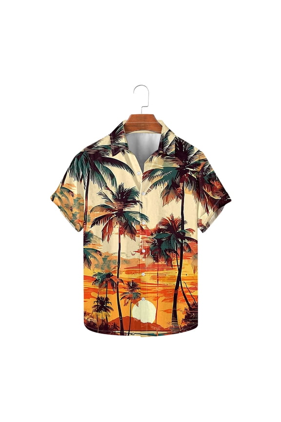Hawaiian Shirt for Men Tropical Short Sleeve Casual Button Up Shirts Summer Beach Shirt Beach Outfits