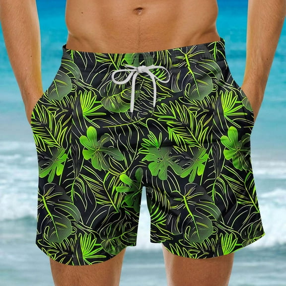 Rciityk Hawaiian Shorts for Men Drawstring Summer Mens Swim Trunks Quickly Dry Bathing Suit 7 inch Beach Board Shorts Swimwear with Pockets