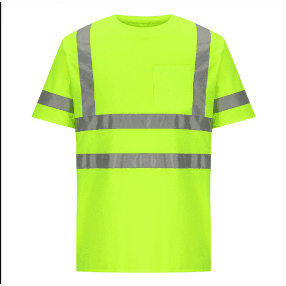 Rciityk High Visibility Safetys T Shirt Short Sleeve Vis Reflective Construction Work Shirts with Reflective Strips with Pockets