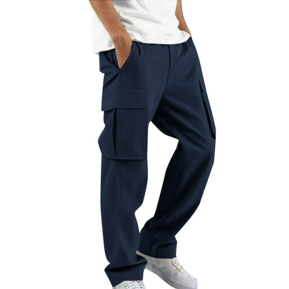 Rciityk Hiking Pants Men Cargo Pants Classic Casual Outdoor Jogger Pants Elastic Waist Drawstring Trousers with Multiple Pockets