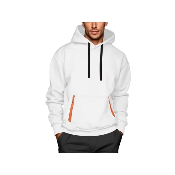 Rciityk Hoodies for Men Solid Fleece Pullover Drawstring Hood Sweatshirt with Long Sleeve and Zip Pockets - Men's Hoodie S-2XL