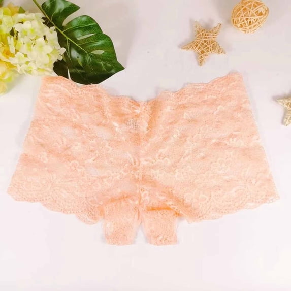 Rciityk Lace Boyshort Panties for Women Plus Size Crotchless Panties Lace Cut Out Soft Breathable Panties