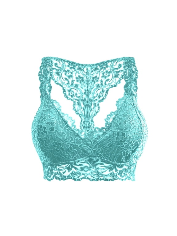 Lace Bralette for Women, Lace Bralette Padded Lace Bandeau Bra with Straps for Women Girls