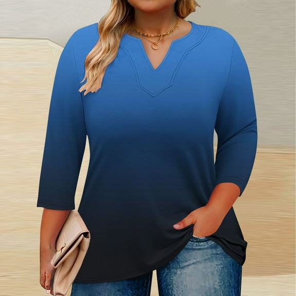 Rciityk Ladies Tops and Blouses Casual 3/4 Length Sleeve Womens Tops Summer Clothes Oversized V Neck Pullover Tunic Tops