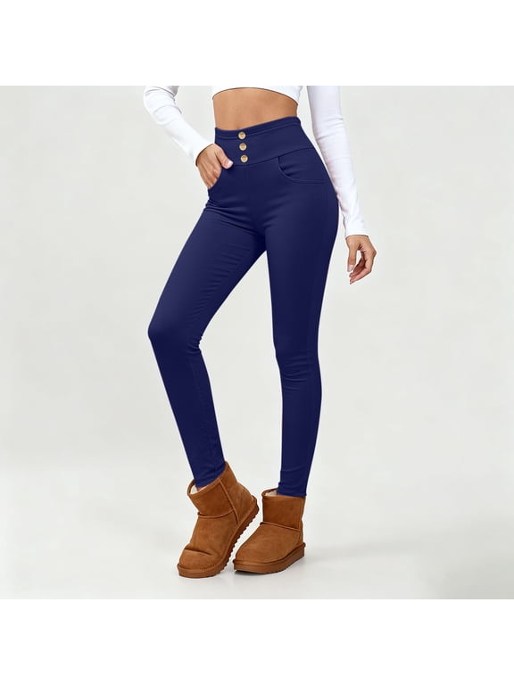 Leggings for Women - Fleece Lined Tights Winter Thick High Waisted Yoga Pants Stretchy Tummys Control Thermal Warm Leggings with Pockets