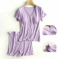 thumbnail image 1 of Rciityk Maternity Nursing Pajamas Set Short Sleeve Breastfeeding Sleepwear Double Layer Postpartum Top and Shorts Set, 1 of 4