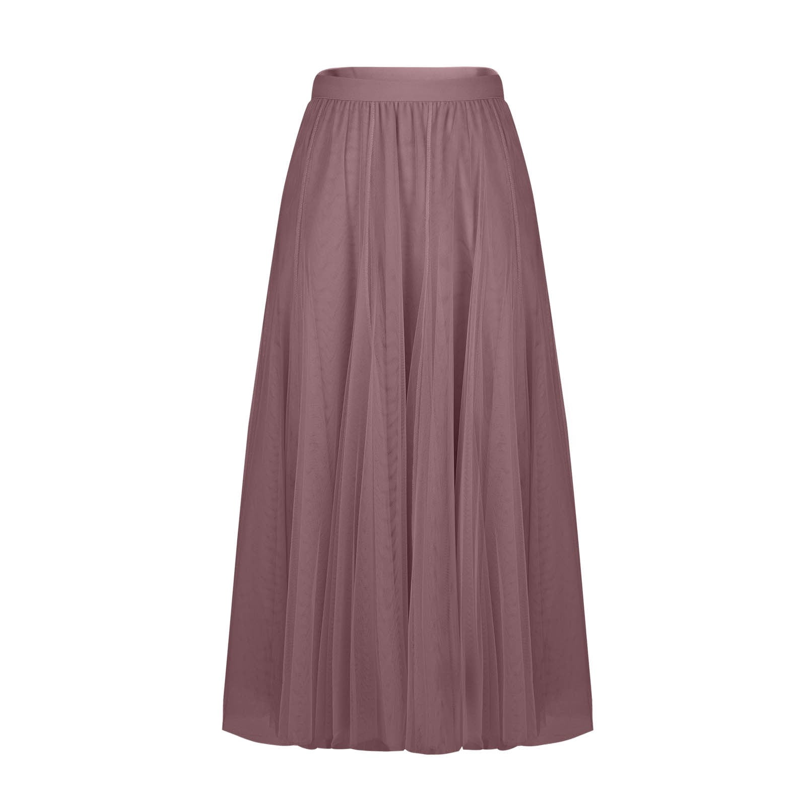 Rciityk Maxi Skirts for Women Tulle Pleated Elastic High Waist Flowy ...