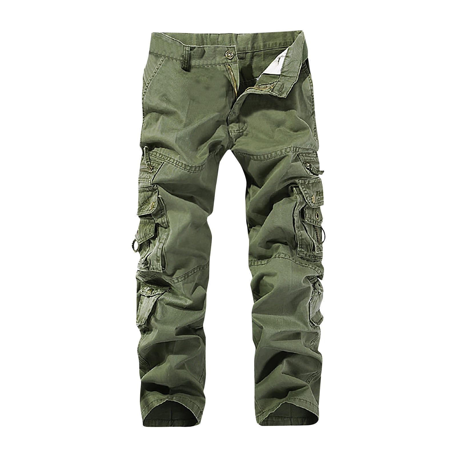 Rciityk Men's Cotton Straight Cargo Pants Casual Solid