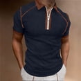 thumbnail image 1 of Rciityk Men's Classic Short Sleeve Patchwork Zipper Shirts Casual Short Sleeve Turndown Collar Summer Slim Casual T-Shirts, 1 of 6